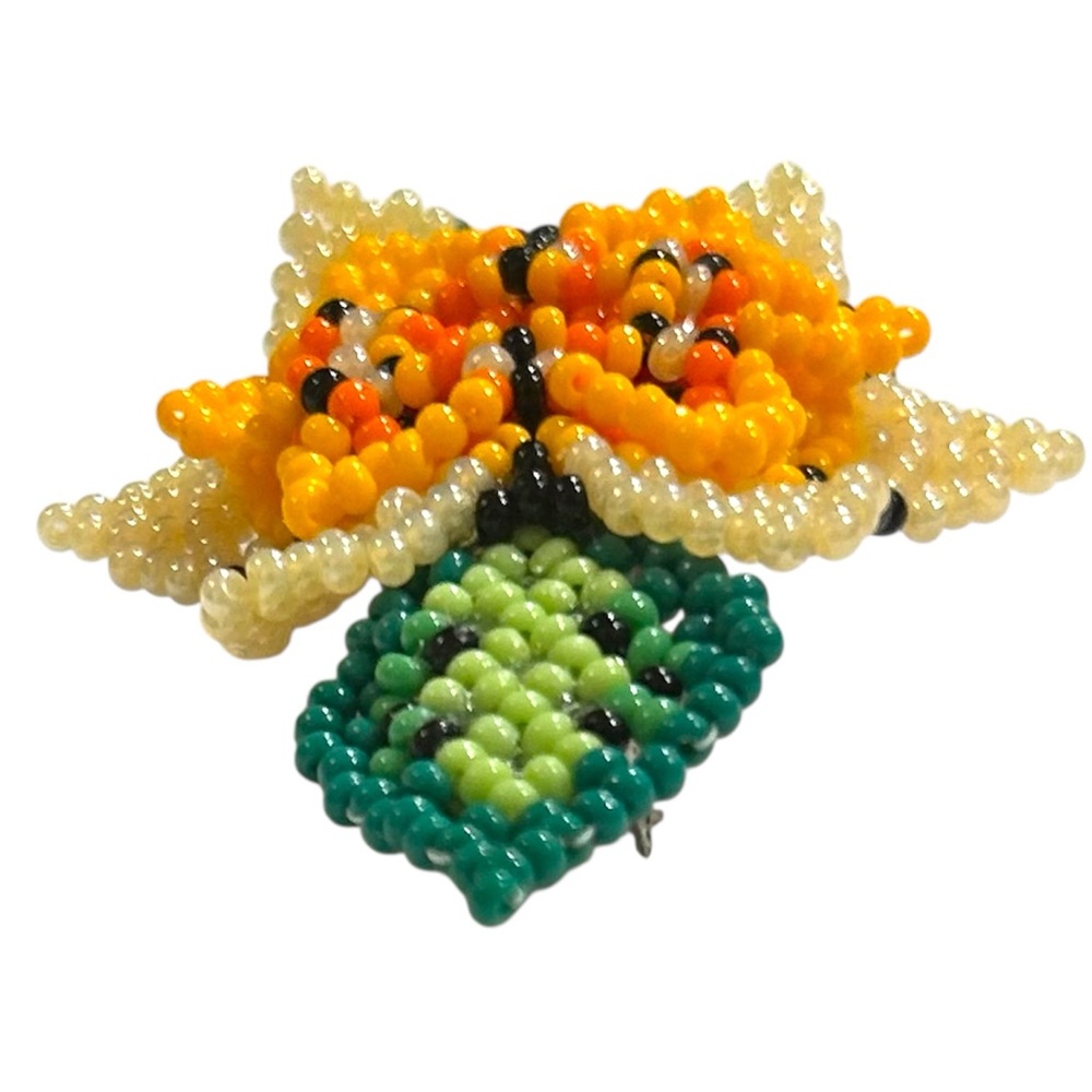 GrandmaMia Handmade 3D Seed Bead Floral French Barrette Hair Clip - Picture 6 of 9